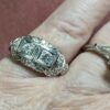 Antique Platinum Ring Circa 1940s Style Retro - Image 3